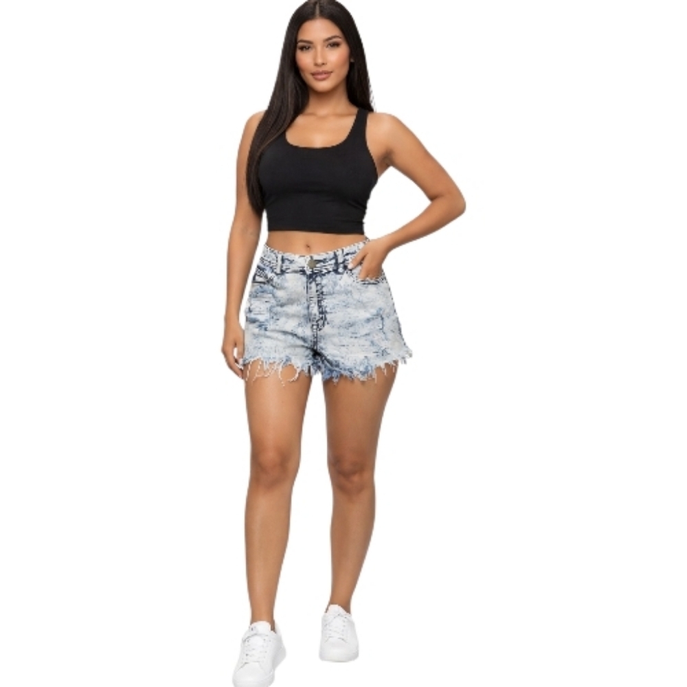 Sneak Peek Light Blue Distressed Jean Shorts. Size L.